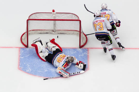 Malmö Redhawks målvakt Oscar Alsenfelt deppar