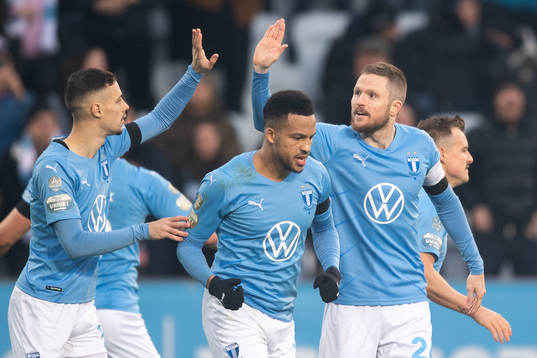 Malmö FFs Veljko Birmancevic och Marcus Antonsson jublar