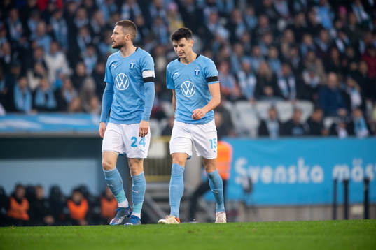 Malmö FFs Lasse Nielsen och Anel Ahmedhodzic deppar
