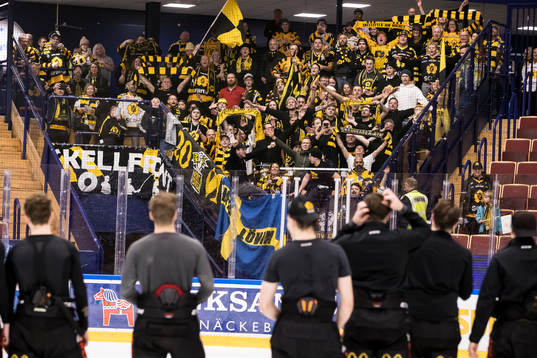 Skellefteås spelarna firar med klacken