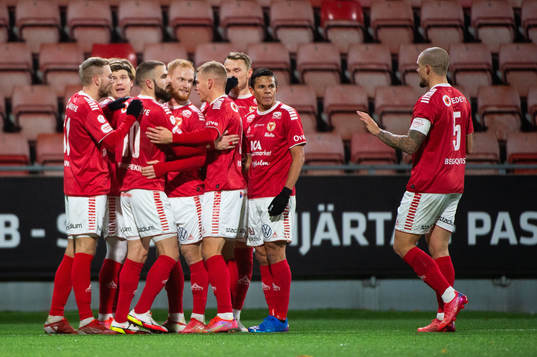 Kalmars spelare jublar