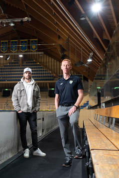 HC Davos Mathias Bromé och assisterande tränare Jörgen