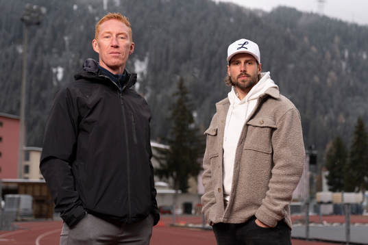 HC Davos Mathias Bromé och assisterande tränare Jörgen