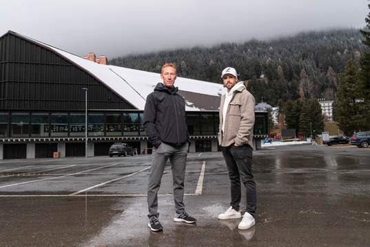HC Davos Mathias Bromé och assisterande tränare Jörgen
