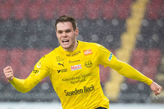 Mjällbys Jacob Bergström jublar