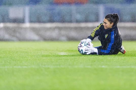 Goalkeeper Zecira Musovic of the Swedish women's national