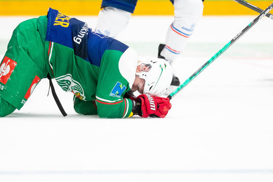 Ludvig Larsson of Rögle in pain