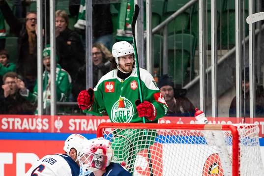 Dennis Everberg of Rögle celebrates the 2-1 goal