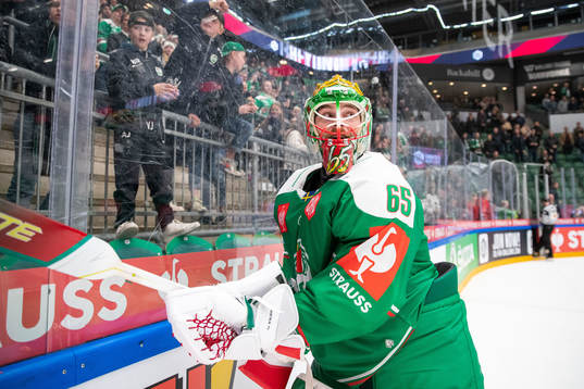 Goalkeeper Christoffer Rifalk of Rögle celebrates