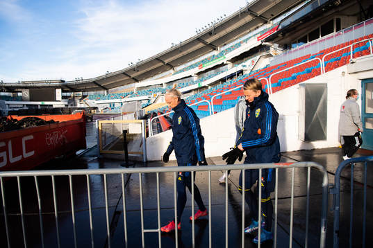 Caroline Seger and Nilla Fischer of the Swedish women's