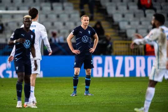 Franz Brorsson of Malmö FF looks dejected
