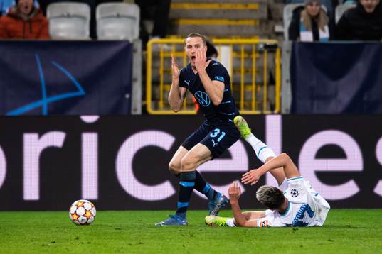 Franz Brorsson of Malmö FF reacts