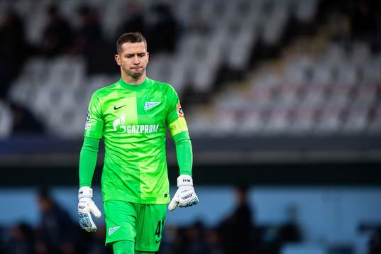 Goalkeeper Mikhail Kerzhakov of Zenit looks dejected