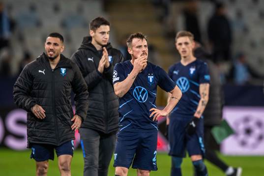 Eric Larsson of Malmö FF looks dejected