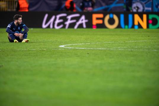 Erdal Rakip of Malmö FF looks dejected