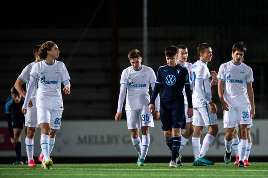 August Karlin of Malmö FF looks dejected