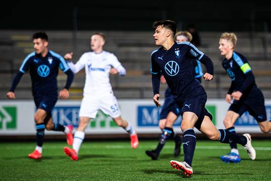 August Karlin of Malmö FF celebrates