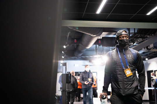 Bonke Innocent of Malmö FF arrive at the arena