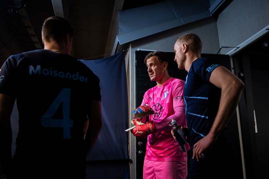 Goalkeeper Johan Dahlin of Malmö FF enters the pitch prior