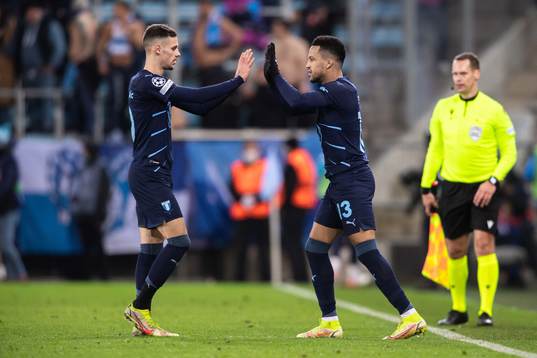Veljko Birmancevic and Martin Olsson of Malmö FF