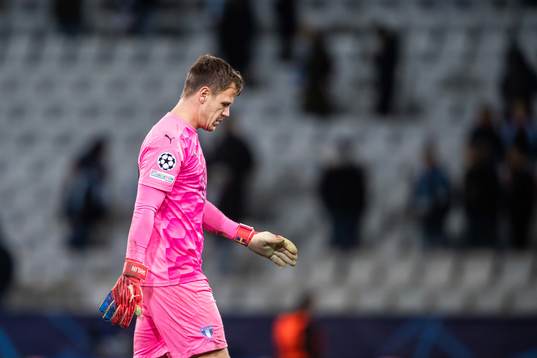 Goalkeeper Johan Dahlin of Malmö FF looks dejected