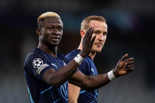 Bonke Innocent of Malmö FF looks dejected