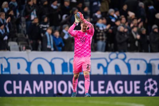 Goalkeeper Johan Dahlin of Malmö FF looks dejected