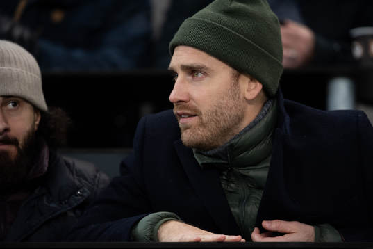 Former Malmö FF player Rasmus Bengtsson in the stands