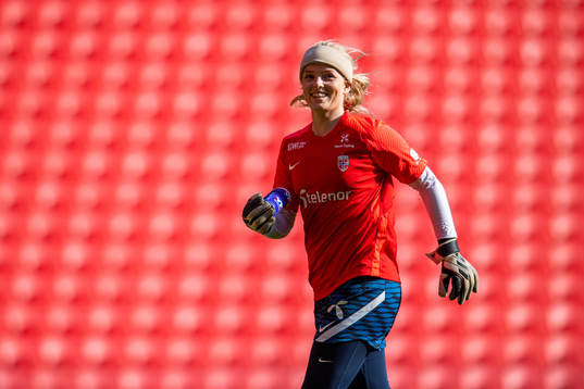 Goalkeeper Guro Pettersen of the Norwegian women's national