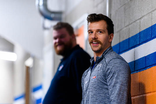 Oskarshamns Brian Cooper före ishockeymatchen i SHL mellan