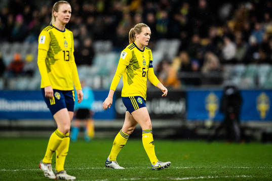 Amanda Ilestedt and Magdalena Eriksson of Sweden looks