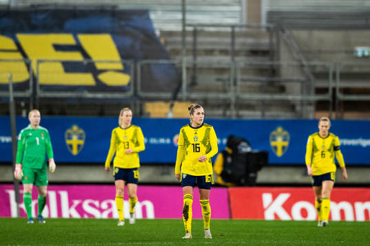 Filippa Angeldal of Sweden looks dejected