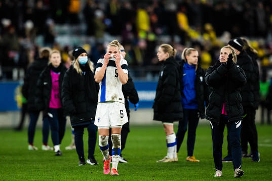 Emma Koivisto of Finland looks dejected