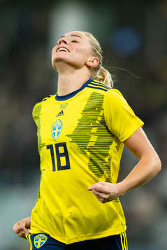 Fridolina Rolfö of Sweden celebrates scoring 1-0