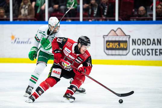 Malmö Redhawks Kalle Östman och Rögles Marco Kasper