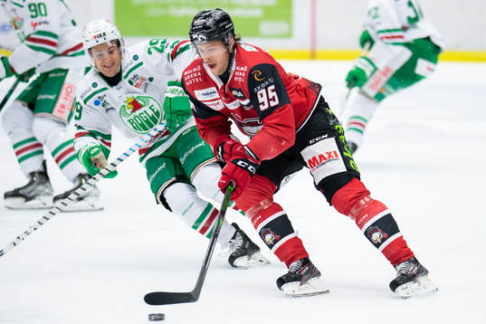 Malmö Redhawks Carl Persson och Rögles Tyler Kelleher