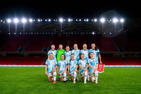 The starting eleven of Norway pose for a team photo