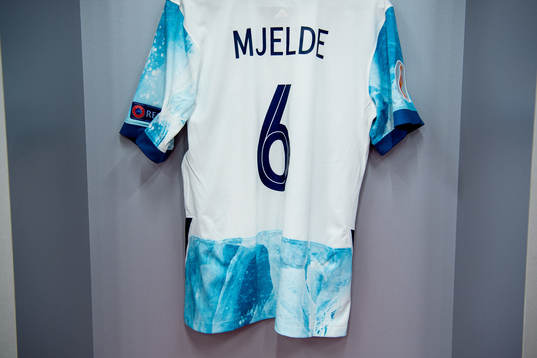 The kit of Maren Mjelde of Norway in the dressing room