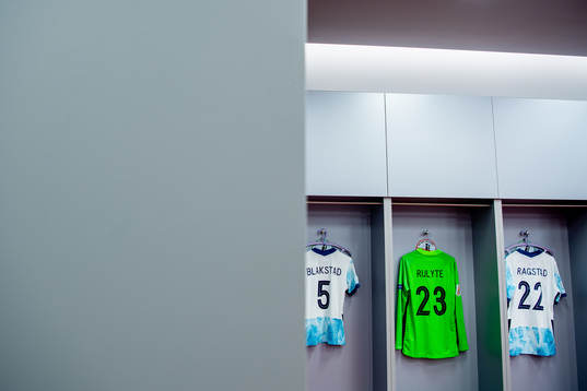 The kits of Julie Blakstad, goalkeeper Rugile Rulyte and