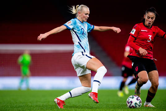 Karina Sævik of Norway and Arbenita Curraj of Albania
