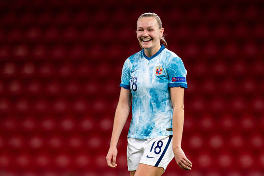 Frida Maanum of Norway celebrates
