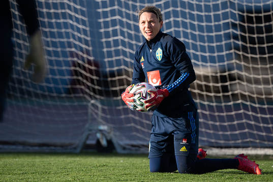 Goalkeeper Jennifer Falk of the Swedish women's national