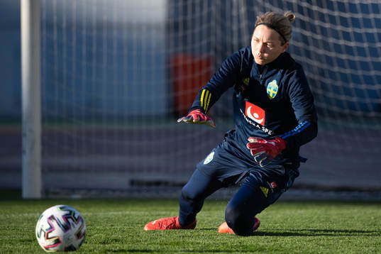 Goalkeeper Jennifer Falk of the Swedish women's national