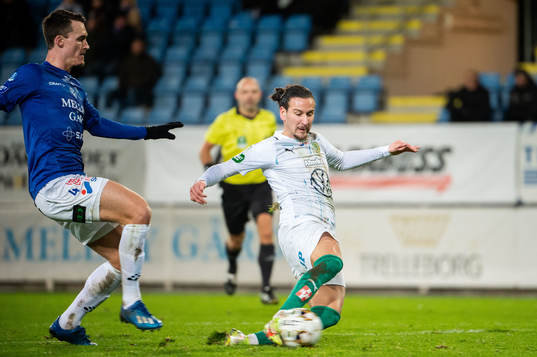 Trelleborgs Kalle Larsson och Jönköpings Edin Hamidovic
