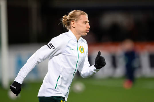 Hammarbys Gustav Ludwigson före fotbollsmatchen i