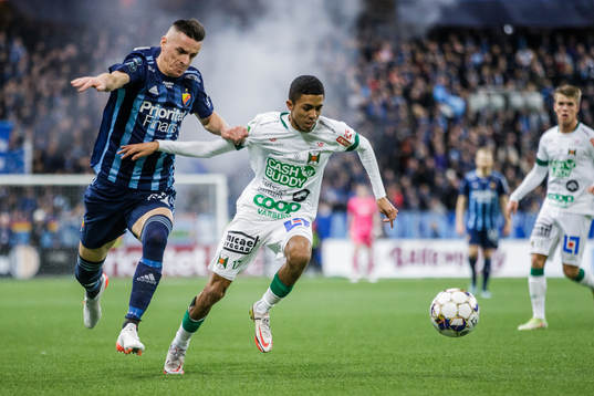 Djurgårdens Haris Radetinac och Varbergs Tashreeq Matthews