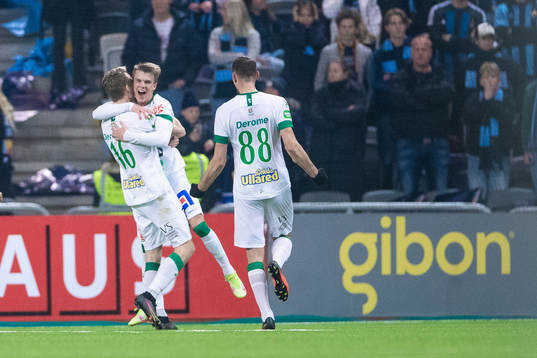 Varbergs Alexander Johansson  och Victor Karlsson jublar