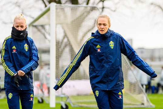 Caroline Seger and Magdalena Eriksson of the Swedish