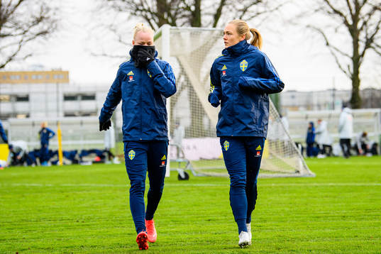 Caroline Seger and Magdalena Eriksson of the Swedish