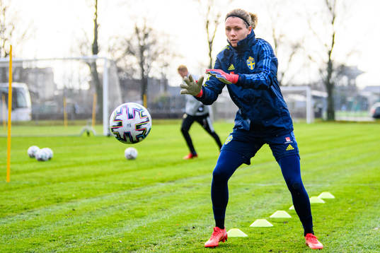 Goalkeeper Jennifer Falk of the Swedish women's national